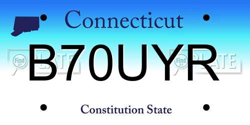 B70UYR Connecticut License Plate