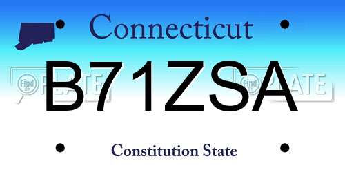 B71ZSA Connecticut License Plate