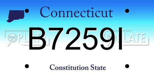 B7259I Connecticut License Plate