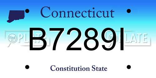 B7289I Connecticut License Plate