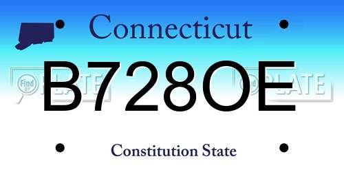 B728OE Connecticut License Plate