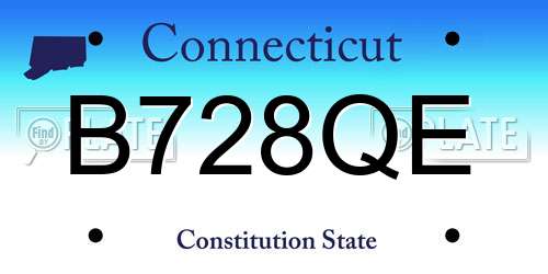 B728QE Connecticut License Plate