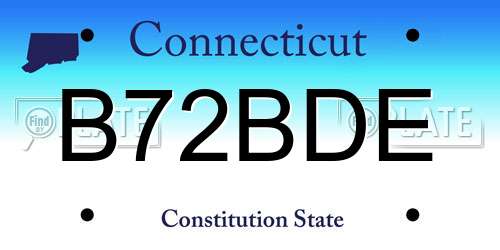 B72BDE Connecticut License Plate