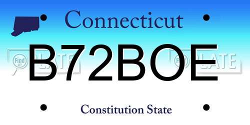 B72BOE Connecticut License Plate