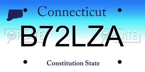 B72LZA Connecticut License Plate
