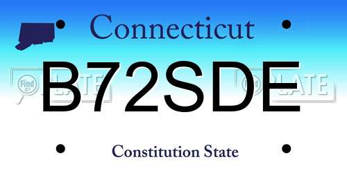 B72SDE Connecticut License Plate
