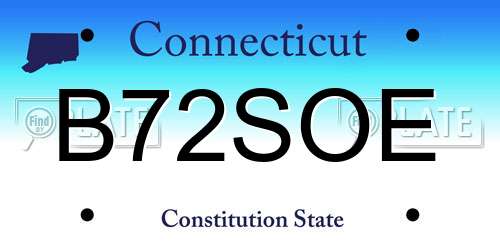 B72SOE Connecticut License Plate