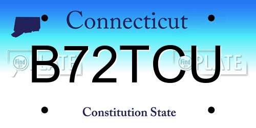 B72TCU Connecticut License Plate