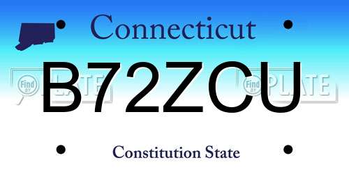 B72ZCU Connecticut License Plate