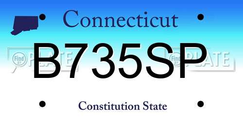 B735SP Connecticut License Plate