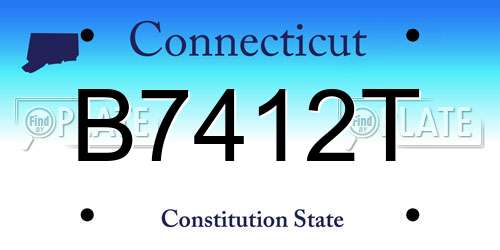 B7412T Connecticut License Plate