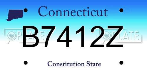 B7412Z Connecticut License Plate