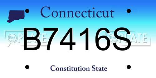 B7416S Connecticut License Plate