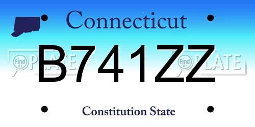 B741ZZ Connecticut License Plate