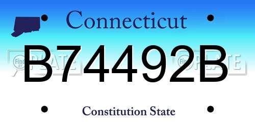 B74492B Connecticut License Plate