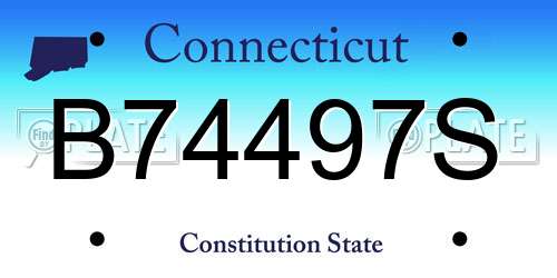 B74497S Connecticut License Plate