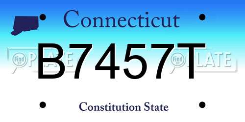 B7457T Connecticut License Plate