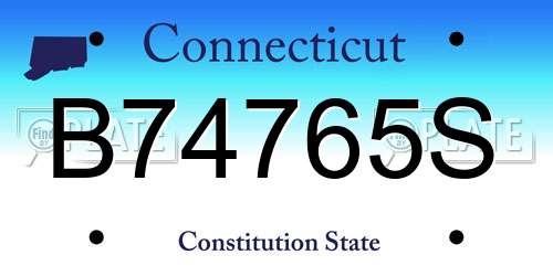 B74765S Connecticut License Plate