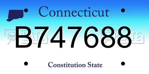 B747688 Connecticut License Plate
