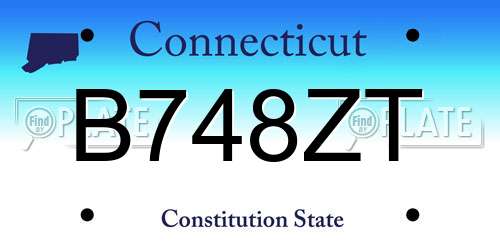 B748ZT Connecticut License Plate