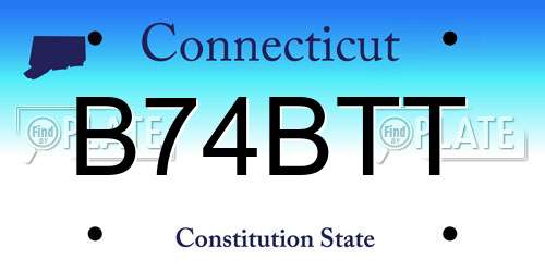 B74BTT Connecticut License Plate