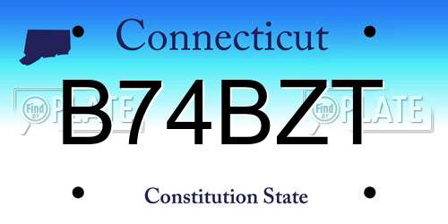 B74BZT Connecticut License Plate