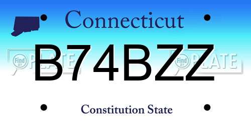 B74BZZ Connecticut License Plate