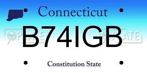B74IGB Connecticut License Plate