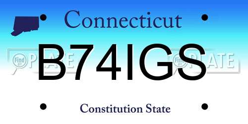 B74IGS Connecticut License Plate
