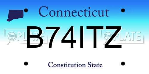 B74ITZ Connecticut License Plate