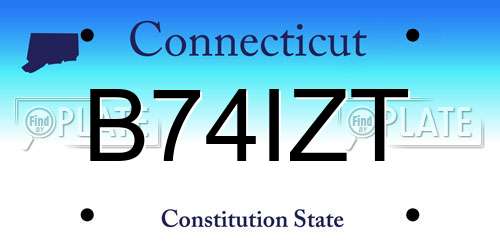 B74IZT Connecticut License Plate