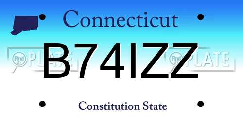 B74IZZ Connecticut License Plate