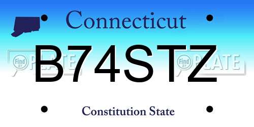 B74STZ Connecticut License Plate