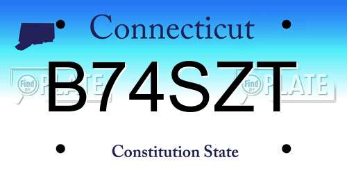 B74SZT Connecticut License Plate