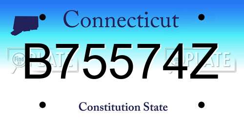 B75574Z Connecticut License Plate