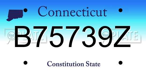 B75739Z Connecticut License Plate