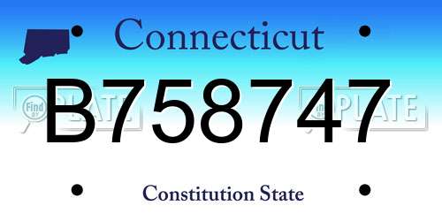 B758747 Connecticut License Plate