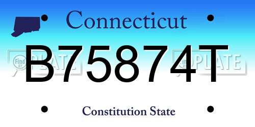 B75874T Connecticut License Plate