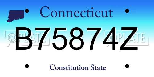 B75874Z Connecticut License Plate