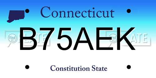 B75AEK Connecticut License Plate