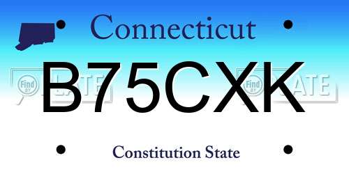 B75CXK Connecticut License Plate
