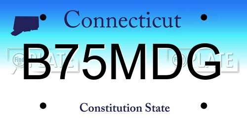 B75MDG Connecticut License Plate