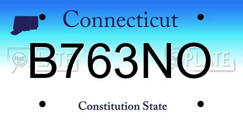 B763NO Connecticut License Plate