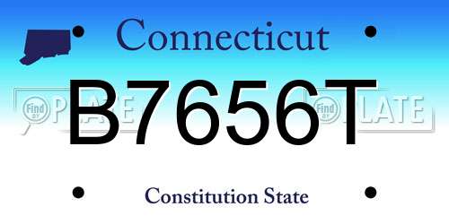 B7656T Connecticut License Plate