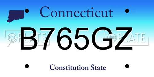 B765GZ Connecticut License Plate