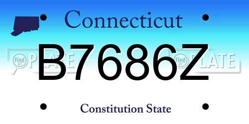 B7686Z Connecticut License Plate