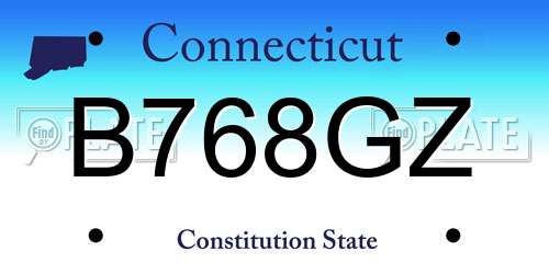 B768GZ Connecticut License Plate