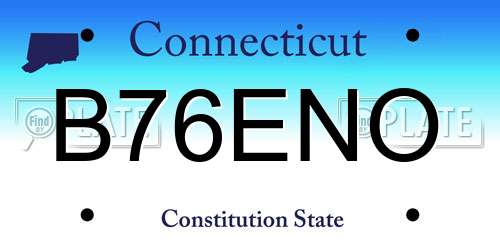 B76ENO Connecticut License Plate