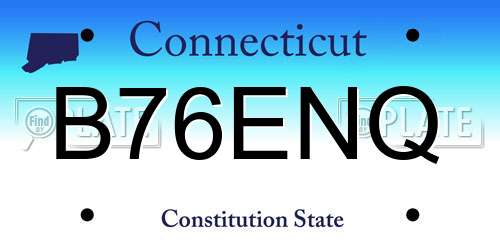 B76ENQ Connecticut License Plate