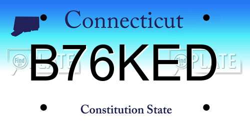 B76KED Connecticut License Plate